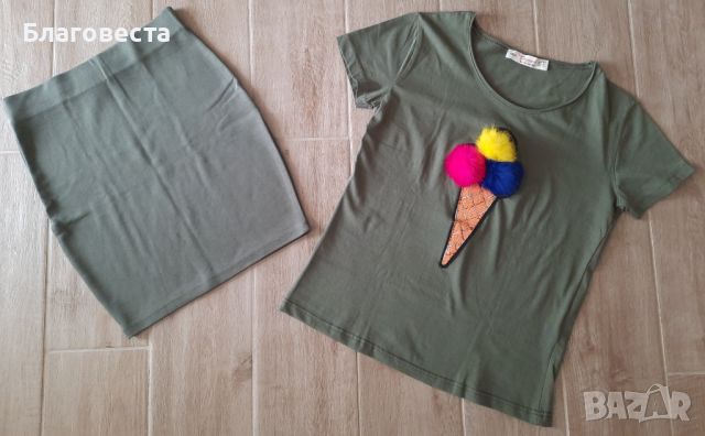 Сет: пола и тениска (акцент-сладолед) , снимка 1 - Тениски - 45447799