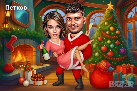 Карикатура по снимка за Коледа! Уникален подарък за любим човек!, снимка 7 - Картини - 52379727