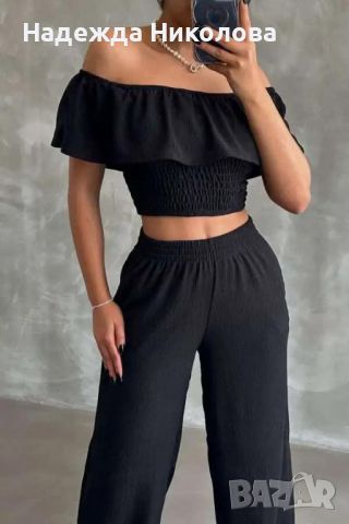 Модерен дамски комплект панталон и блуза , снимка 3 - Комплекти - 45398126