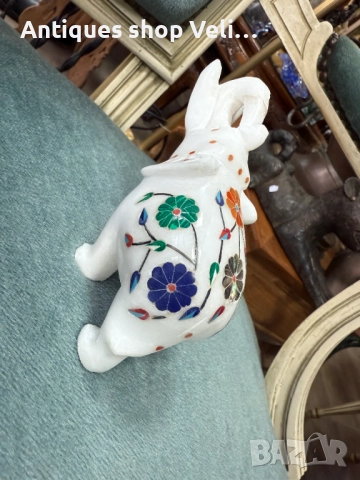 Мраморна фигура на слон №7657, снимка 2 - Антикварни и старинни предмети - 52582189