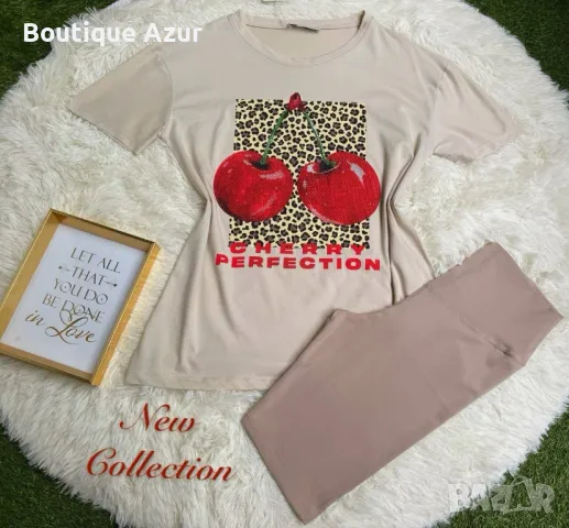 дамски комплекти тениска и къс клин с череши , снимка 12 - Комплекти - 50332047