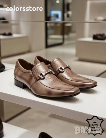 Мъжки обувки - сива ЕСТЕСТВЕНА кожа - 286004 