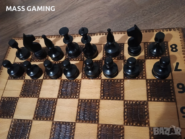 Дървен Пирографиран шах , снимка 2 - Шах и табла - 52878067