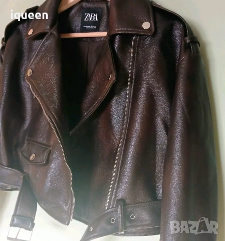 Zara кожено яке, снимка 4 - Якета - 52726068