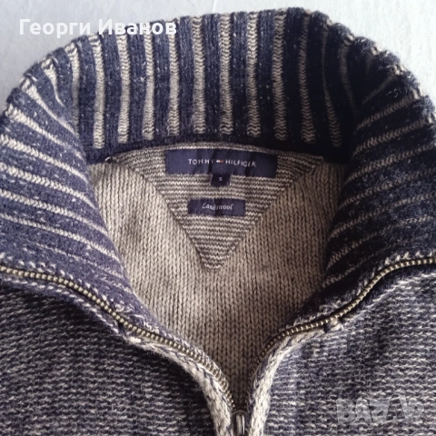 РАЗПРОДАЖБА TOMMY HILFIGER M Lambswool Full Zip Knitted Jumper Sweater жилетка агнешка вълна, снимка 3 - Пуловери - 53572629
