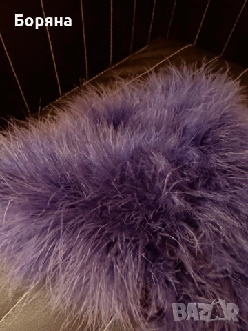 Ново болеро наметка от щраусови пера в лилаво, снимка 3 - Жилетки - 53725072
