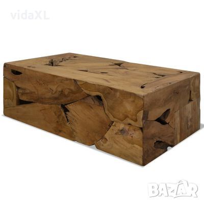 vidaXL Маса за кафе, 90x50x30 см, естествена тикова дървесина, кафява(SKU:244558