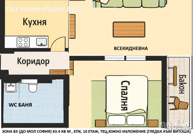 Двустаен апартамент Зона Б5 до Мол София, снимка 6 - Апартаменти - 53031297