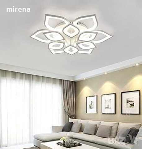 Димируема LED лед полилей лампа Модерна, форма на цвете, дистанционно, снимка 6 - Лампи за таван - 53206239