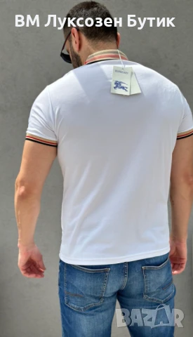 👔💎 ЛУКСОЗНИ МЪЖКИ ТЕНИСКИ С ЯКА – BURBERRY СТИЛ 💎👔, снимка 4 - Тениски - 50457596