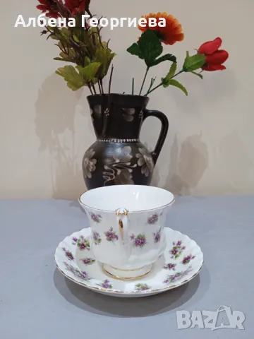 Двоен сет за чай -Royal Albert Sweet Violets Vintage, снимка 9 - Чаши - 47248030