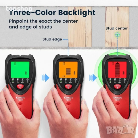 НОВ Stud Finder скенер за стена - метали, кабели, дърво KAIWEETS KES01 за гипсокартон с аларма, снимка 6 - Гедорета - 50502399