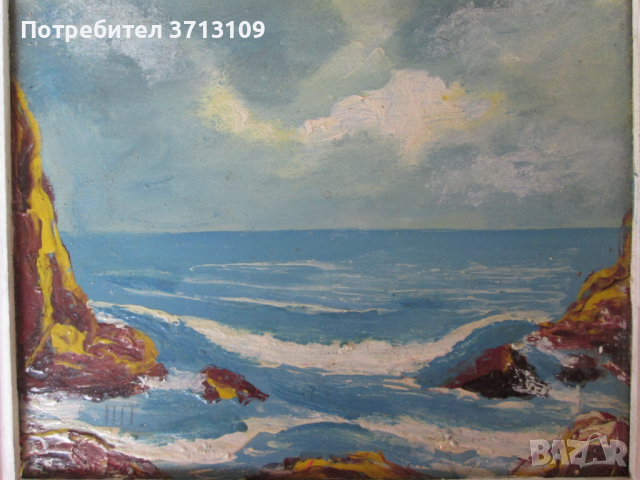 Картина-море, масло ,картон 29х24см., снимка 3 - Картини - 45055605