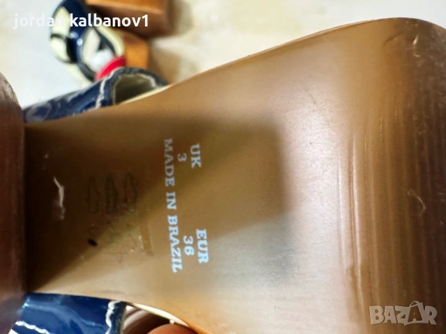 Подарявам - дамски лачени чехли с висок ток Feud номер - 36 стелка - 23см. ток - 10см., снимка 5 - Чехли - 53806268