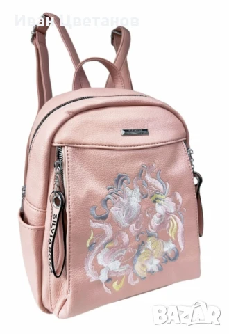Елегантна и стилна дамска раница с флорална бродерия, снимка 4 - Чанти - 50886601