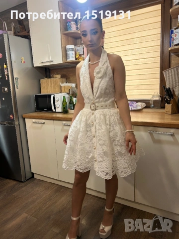 Ретро бяла рокля, снимка 3 - Рокли - 53792012