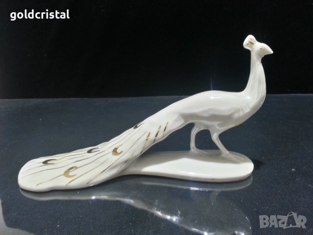 Стар български порцелан фигура паун , снимка 2 - Антикварни и старинни предмети - 36906078