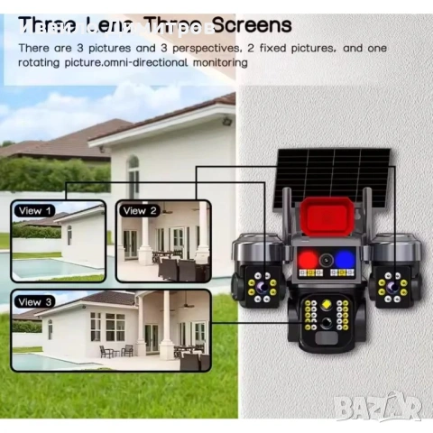 СОЛАРНА ОХРАНИТЕЛНА КАМЕРА SUNVISION – 16 MP, 3 ОБЕКТИВА, АЛАРМА , 4G - SIM карта, снимка 8 - Комплекти за видеонаблюдение - 54215516