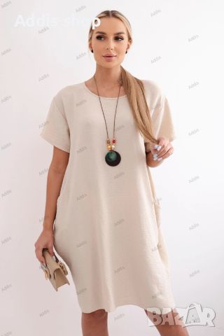 Дамска рокля с джобове и висулка, 3цвята , снимка 10 - Рокли - 45684814