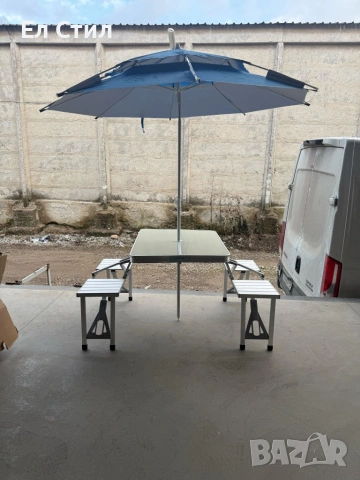 Комплект сгъваема маса с вградени 4 стола за къмпинг,риболов,пикник,туризъм, снимка 5 - Маси - 53880077