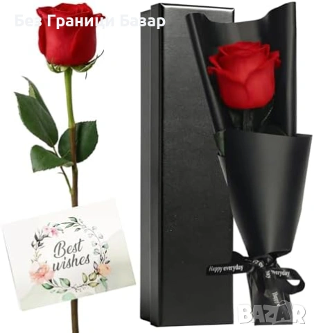Нова Вечна истинска червена роза 3-5 години без поддръжка подарък жена