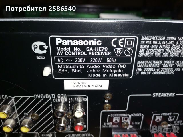 Ресийвър Panasonic SA-HE70, снимка 12 - Ресийвъри, усилватели, смесителни пултове - 45570872