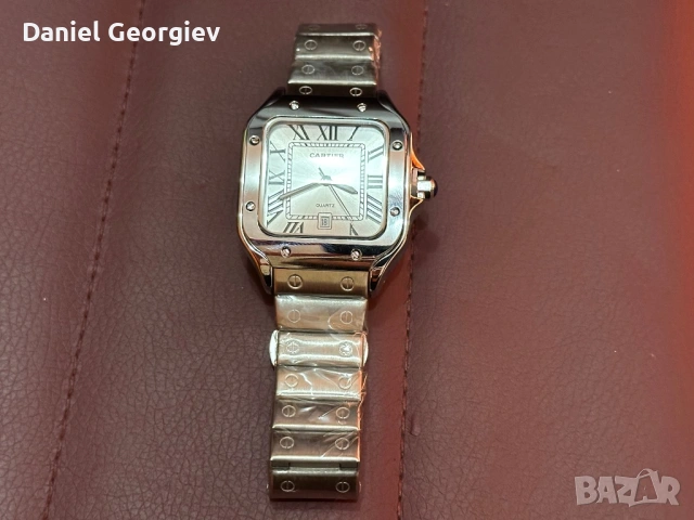 Нов Часовник Cartier Santos XL в сребрист цвят , снимка 8 - Мъжки - 53925719