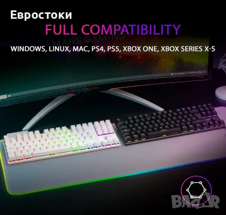 Механична клавиатура Mars Gaming MK80, геймърска клавиатура, RGB, Red Dust-Proof Switch, компактен , снимка 2 - Клавиатури и мишки - 48733798