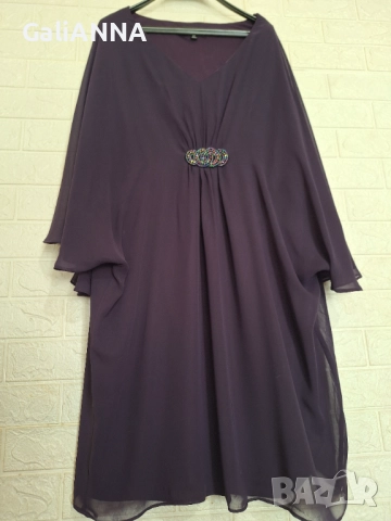 СТРАХОТНА РОКЛЯ В ЛИЛАВО ОТ ТЮЛ 2XL-3XL, снимка 6 - Рокли - 51637123