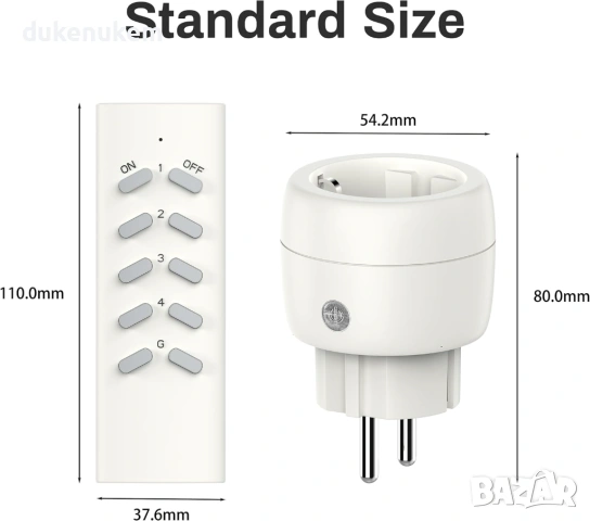 Безжични контакти, с дистанционно 2300W, до 30м, 5 бр./к-кт, снимка 2 - Друга електроника - 53255015
