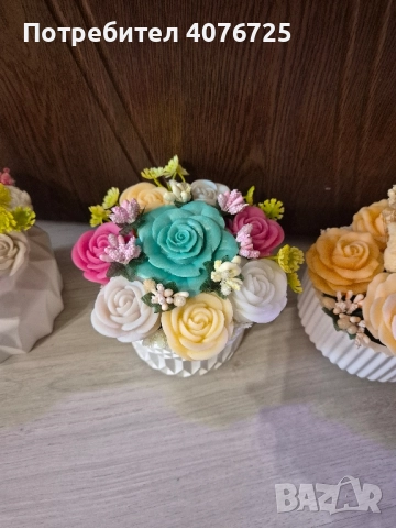 Керамични кашпи с ароматни сапунени цветя , снимка 3 - Декорация за дома - 52082580