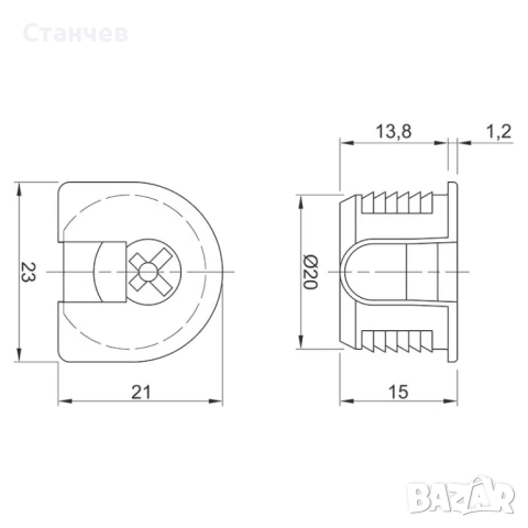 Рафикс комплект с винт за директен монтаж 2 модела