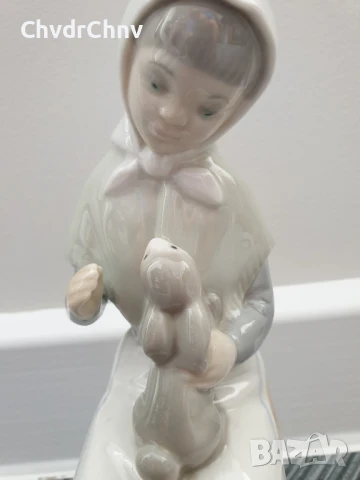 NAO Lladro Zaphir статуетка 20см/НАО ЛАДРО ЗАФИР испанска порцеланова фигура/момиче със заек, снимка 5 - Статуетки - 51229913