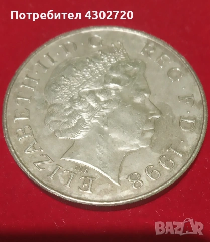 Монета 5 паунда принц Чарлз 1998 год., снимка 3 - Нумизматика и бонистика - 53796442