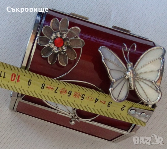 Стъклена кутия за бижута - стъкло, метал, снимка 11 - Други - 51460470