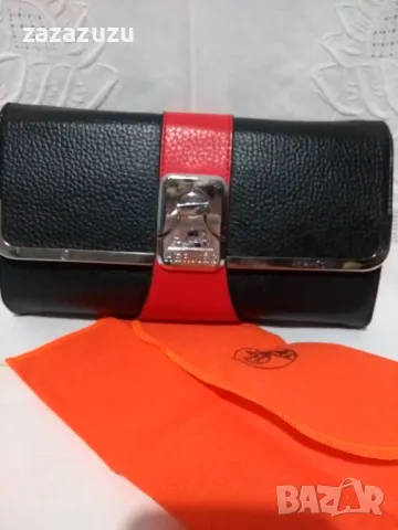 ЕСТЕСТВЕНА КОЖА на HERMES елегантна малка чанта в два цвята - черна и червено, снимка 2 - Чанти - 50015336