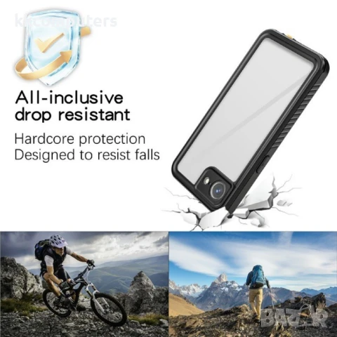 iPhone 16e REDPEPPER Водоустойчив / Удароустойчив Калъф + Скрийн Протектор – Черен, IP68, снимка 4 - Калъфи, кейсове - 50728523