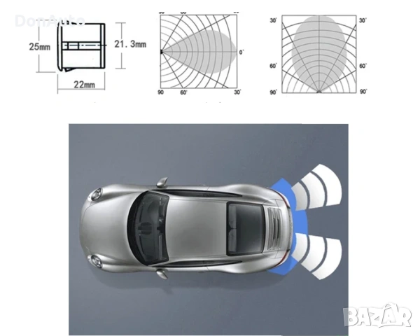 Парктроник с 4 датчика и LED дисплей, снимка 6 - Аксесоари и консумативи - 53135878