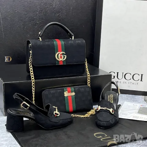 дамски обувки на ток, чанта и портмоне gucci , снимка 8 - Чанти - 46940587