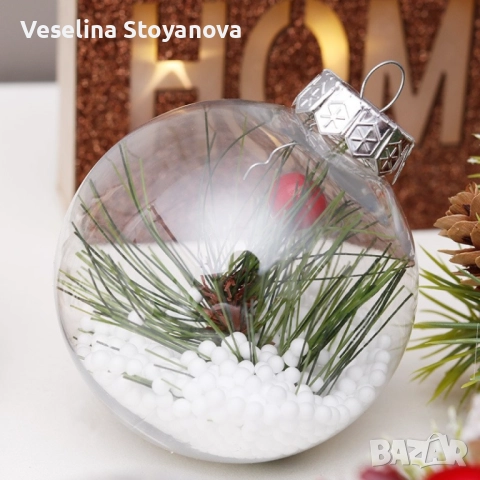 Комплект прозрачни коледни топки за украса - 16 броя , снимка 5 - Декорация за дома - 52638452