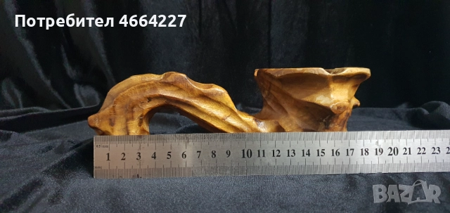 Уникален ръчно изработен дървен пепелник, снимка 4 - Антикварни и старинни предмети - 52589341