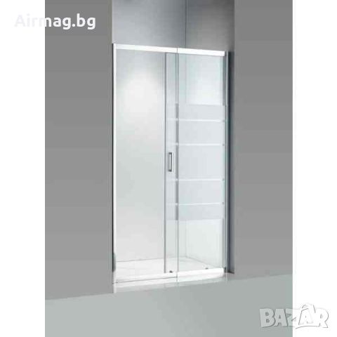 Стъклен параван с плъзгаща врата 100-110 бели ленти