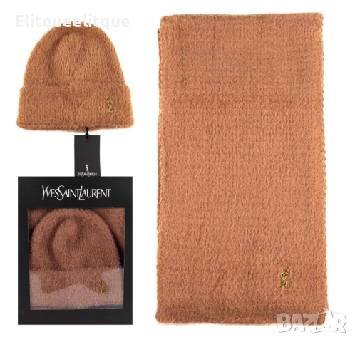 комплект пухена  шапка и шал в кутия ysl saint laurent celine moncler loewe, снимка 4 - Шапки - 52199820