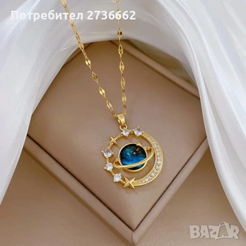 Позлатено колие " Вселена " , снимка 4 - Колиета, медальони, синджири - 53528087