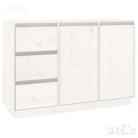 vidaXL Сайдборд, бял, 111x34x75 см, бор масив（SKU:813805, снимка 1 - Други - 48040917