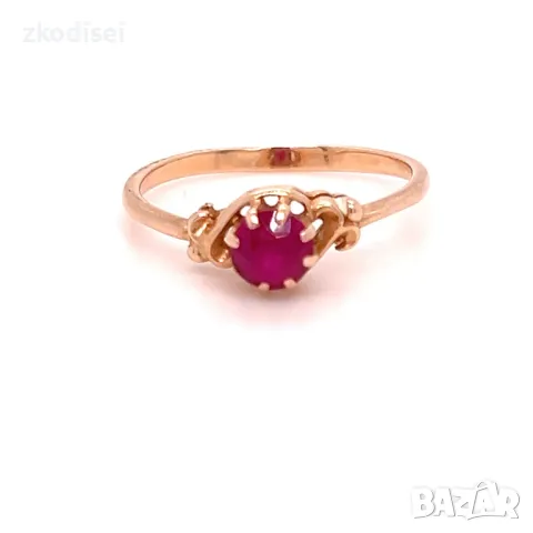 Златен дамски пръстен с рубин 1,78гр. размер:53 14кр. проба:585 модел:29945-1, снимка 1