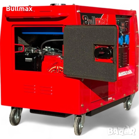 Обезшумен бензинов генератор 7.5 KW монофазен BULLMAX, снимка 3 - Генератори - 52569834