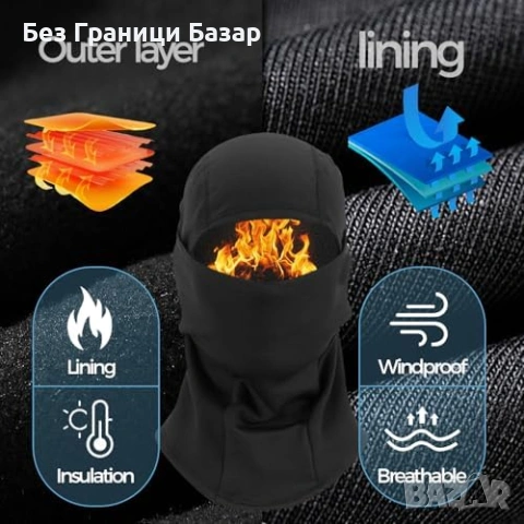 Нова Зимна балаклава с отвори за очила ветроустойчива термо маска спорт, снимка 4 - Спортна екипировка - 53824395