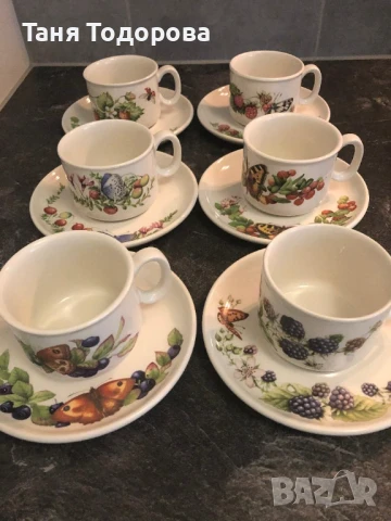 6 чашки за кафе с чинийки- Libelle, Meakin-Member of Wedgwood group, снимка 5 - Сервизи - 51065914