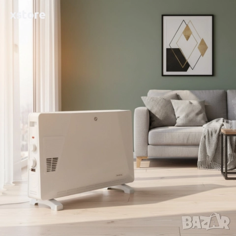 Конвекторен отоплител Rosberg – 2500W, 3 степени, с вентилатор, защита от прегряване (бял или черен), снимка 4 - Отоплителни печки - 52698565